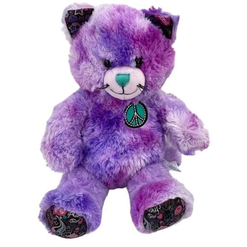 Build-A-Bear Tie Dye Peace Plush Kitty Cat Stuff Animal